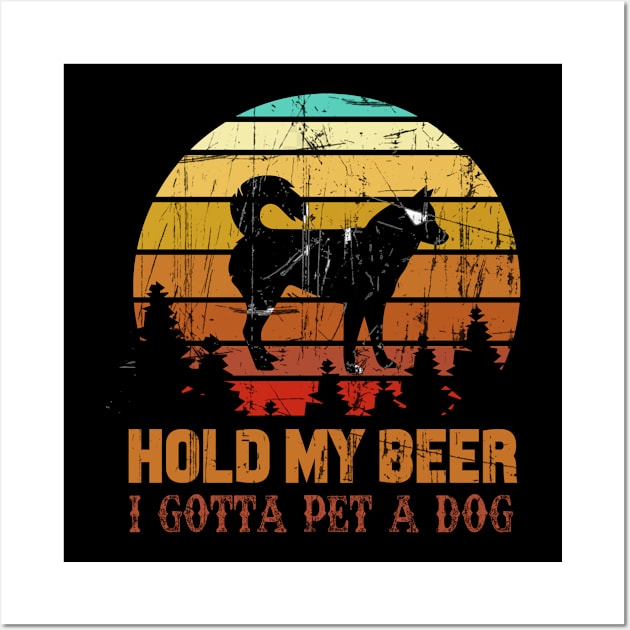 Holding My Beer I Gotta Pet This Siberian Husky Wall Art by Walkowiakvandersteen